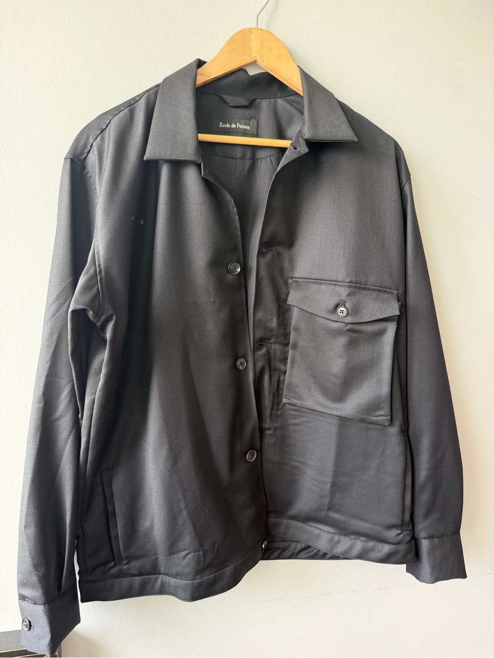 Black Lightweight Men's Shirt Jacket
